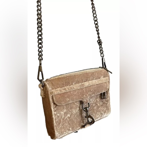 Rebecca Minkoff Suede Mini MAC Crossbody Purse Pink/Taupe Blend - Picture 6 of 16